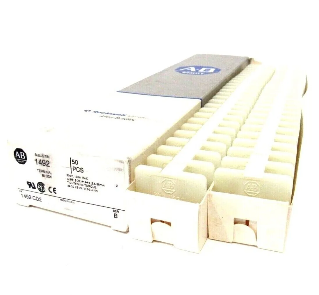 LOT OF 50 NEW ALLEN BRADLEY 1492-CD2 TERMINAL BLOCKS SER.B 1492CD2