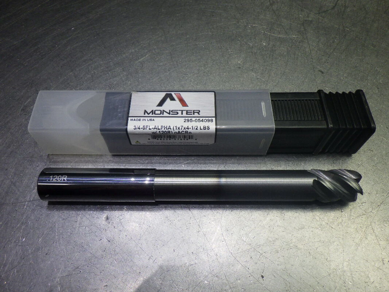 Monster 3/4" 5 Flute Carbide CR XL Endmill 3/4" Shank .12" R 295-054098 (LOC3537)