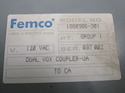 Femco 1880986-301 Dual Vox Coupler UA to CA 120V