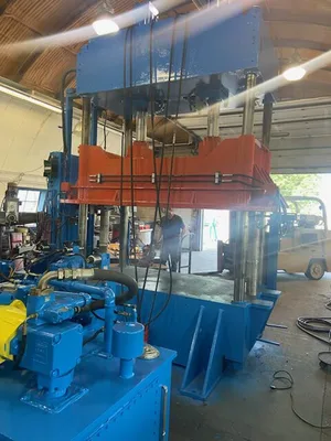 Blow 200 Ton Hydraulic 4-Post Heated Platen Press Rebuilt