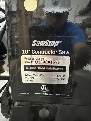 Used 2015 SAWSTOP CNS175 Woodworking Table Saws California US | MachineryMax #1477259