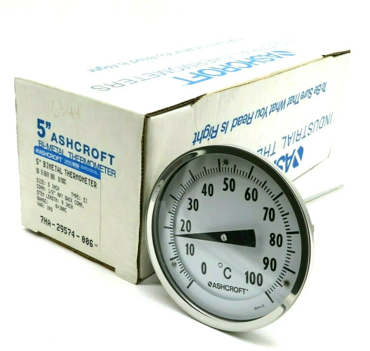 NEW ASHCROFT 50EI60R090 0/100C 5" BIMEAL THERMOMETER