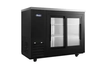 New | in-Stock Atosa New Atosa SBB48SGGRAUS2 48" Back Bar Cooler w/ Sliding Glass Door Shallow Depth (Black Exterior) Bottle Coolers Illinois US | Falcon Restaurant Supply #1375555
