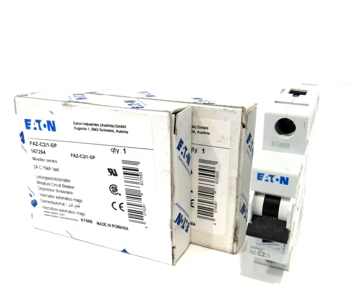 LOT OF 2 NEW EATON FAZ-C2/1-SP CIRCUIT BREAKER 167254 FAZC21SP