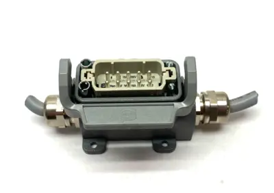USED HARTING HAN 10A-HSM-HC 1 LEVER 2XM20 CONNECTOR W/ FRAME & INSERTS