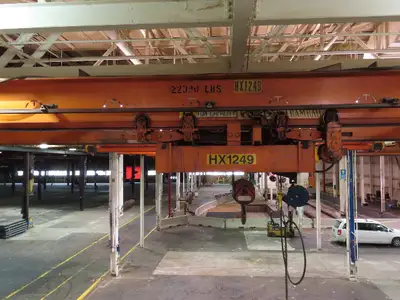 Cleveland Tramrail P&H 11 Ton Double Girder Underhung Bridge Crane 34' 10" Span