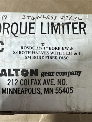 New Dalton Gear Clutch Torque Limiter 1" Bore KW SS Both Halves Warranty 🇺🇸