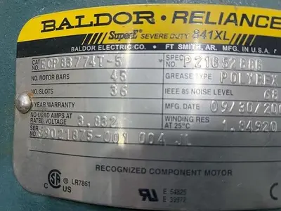 USED 2009 BALDOR-RELIANCE ECP83774T-5