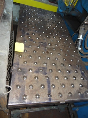 29" X 59" LEXCO HYDRAULIC LIFT ROLLER TABLE. STOCK # 0500516