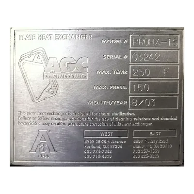 USED AGC HEAT TRANSFER, INC. PROHX-TS