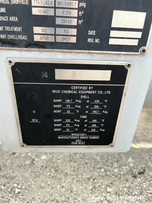 Used 234 Sq Ft Heat Exchanger, Duplex 2205 Tubes, 316L Stainless Shell, 130 Tube Holes