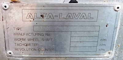 Alfa-Laval SRPX 614 HGV-14CH-50 vegetable oil separator, 316SS.