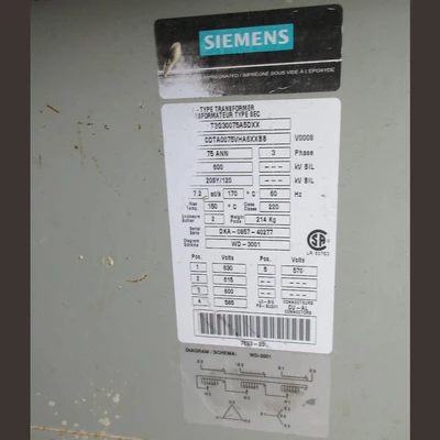 Siemens 75kVA Transformer