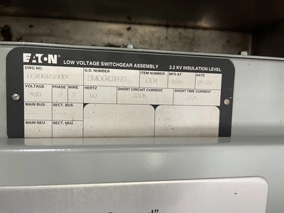 Eaton LFX06175S001 (Switchgear No.) HRG Safe-Ground LV HR Pulsin