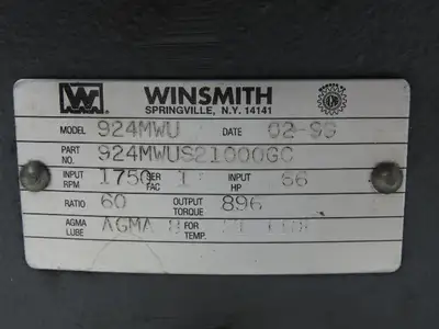Winsmith D-90 SE Worm Gearbox 60:1 Reducer 1Hp 29 RPM Dual Shaft 56C