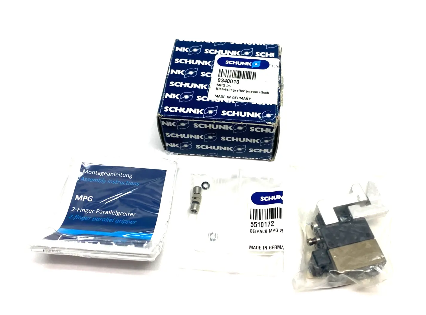 USED SCHUNK 2-FINGER PARALLEL FOR SMALL COMPONENTS MGP 25, 3MM STROKE PER JAW