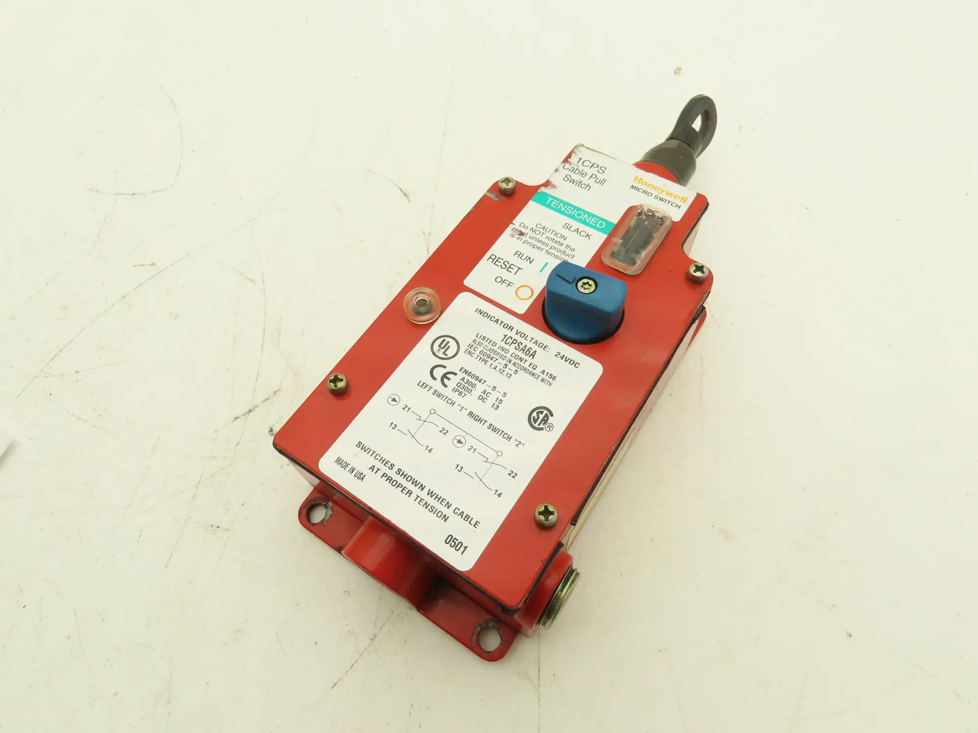 Honeywell 1CPSA6A Emergency Cable Pull Switch 24 VDC Broken Mount Housing