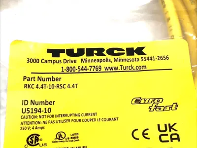 NEW TURCK M12 4-PIN CORDSET 10M MALE-FEMALE U5194-10