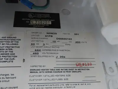 Siemens Furnas Combination Motor Starter Bucket 10Hp 480V 3ph Size 1