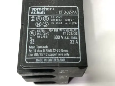 USED SPRECHER + SCHUH OVERLOAD RELAY SOCKET LOT OF 2