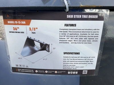 Used WOLVERINE TD-13-36R SKID STEER TREE SPADE Landscaping Equipment (Miscellaneous) Michigan US | Miedema Asset Management Group #1487933