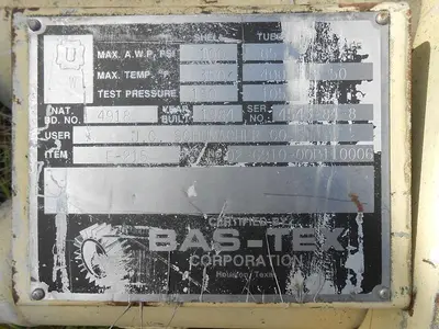 Heat Exchanger, Shell & Tube, C/st, S/st, 100 PSI, Bas-Tex #S742219