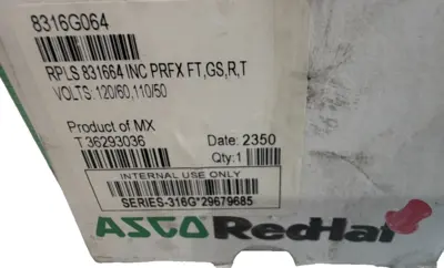NEW ASCO 8316G064 SOLENOID VALVE 120/60, 110/50V