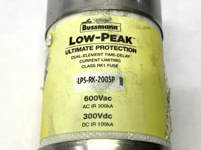 Used COOPER BUSSMANN LOW-PEAK TIME-DELAY FUSE CLASS RK1 200A 600VAC Fuses Michigan US | Maverick Industrial Sales #1090167