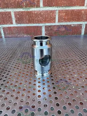 USED BBS SYSTEM 223169 STAINLESS STEEL IN LINE SIGHT GLASS W/ 1 1/2" SANITARY FITTING