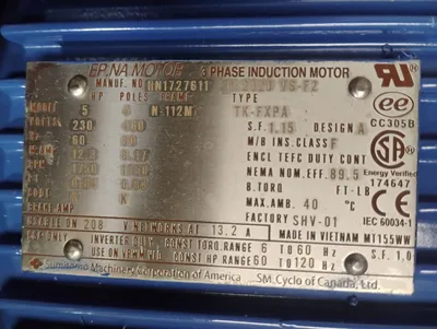 Sumitomo TK-FXPA Induction Motor | ESS Industrial Equipment Sales (4)