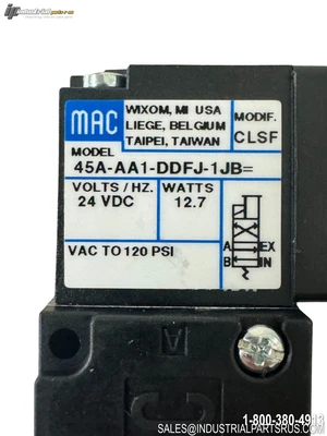 New | in-Stock MAC 45A-AA1-DDFJ-1JB Solenoid Valves Kentucky US | Industrial Parts R Us Inc. #1352611