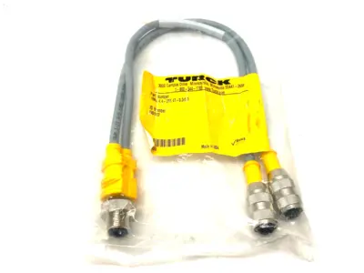 NEW TURCK 2-BRANCH SPLITTER CABLE, M M12 TO 2X F M12