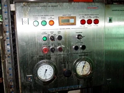 (2) Broadbent 59 x 21" perforate basket centrifuges, 316SS.