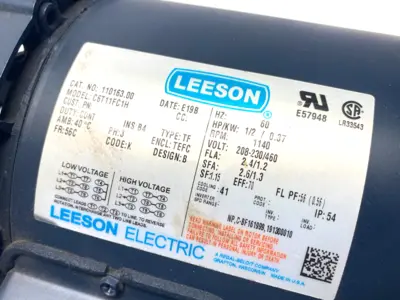 New | in-Stock LEESON ELECTRIC MOTOR 3PH 1/2HP 1140RPM 60HZ 208-230/460V C6T11FC1H A.C. Motors | Maverick Industrial Sales #1106170