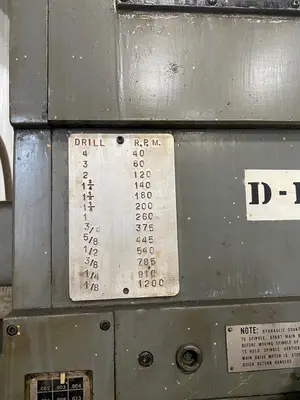 5' X 11" CINCINNATI BICKFORD CHIPMASTER RADIAL ARM DRILL. STOCK # 0418421