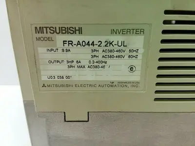 Mitsubishi FR-A044-2.2K-UL Inverter Drive 380-460VAC 9.9A 3HP 3 Phase