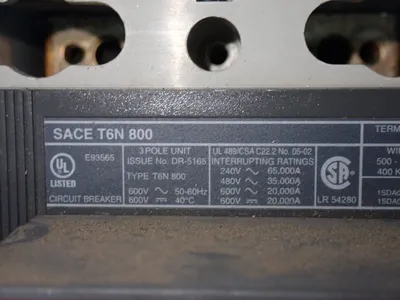 Used ABB SACE T6N 800 Circuit Breakers Ohio US | HGR 24 #1186169