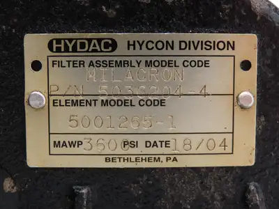 Hycon Hydac 5036204-4 Hydraulic Filter 3600psi 4-Bolt SAE w/Indicator