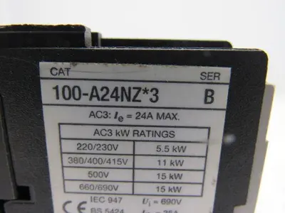 A-B Allen Bradley 100-A24NZ*3 Series B Contactor Starter 24VDC Coil