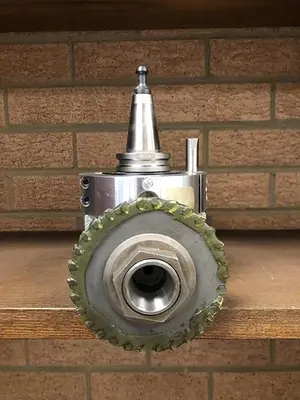 NEW HSD ISO-30, 90-DEGREE DOUBLE-SPINDLE AGGREGATE WITH 5" DIAMETER SAW BLADE