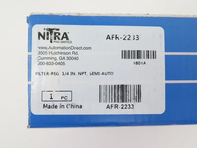 New | in-Stock Nitra Pneumatics AFR-2233 Regulators California US | ANACAPA EQUIPMENT BROKERS, INC #1480483