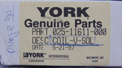 York 025-11611-000 Solenoid Valve Coil New NIB