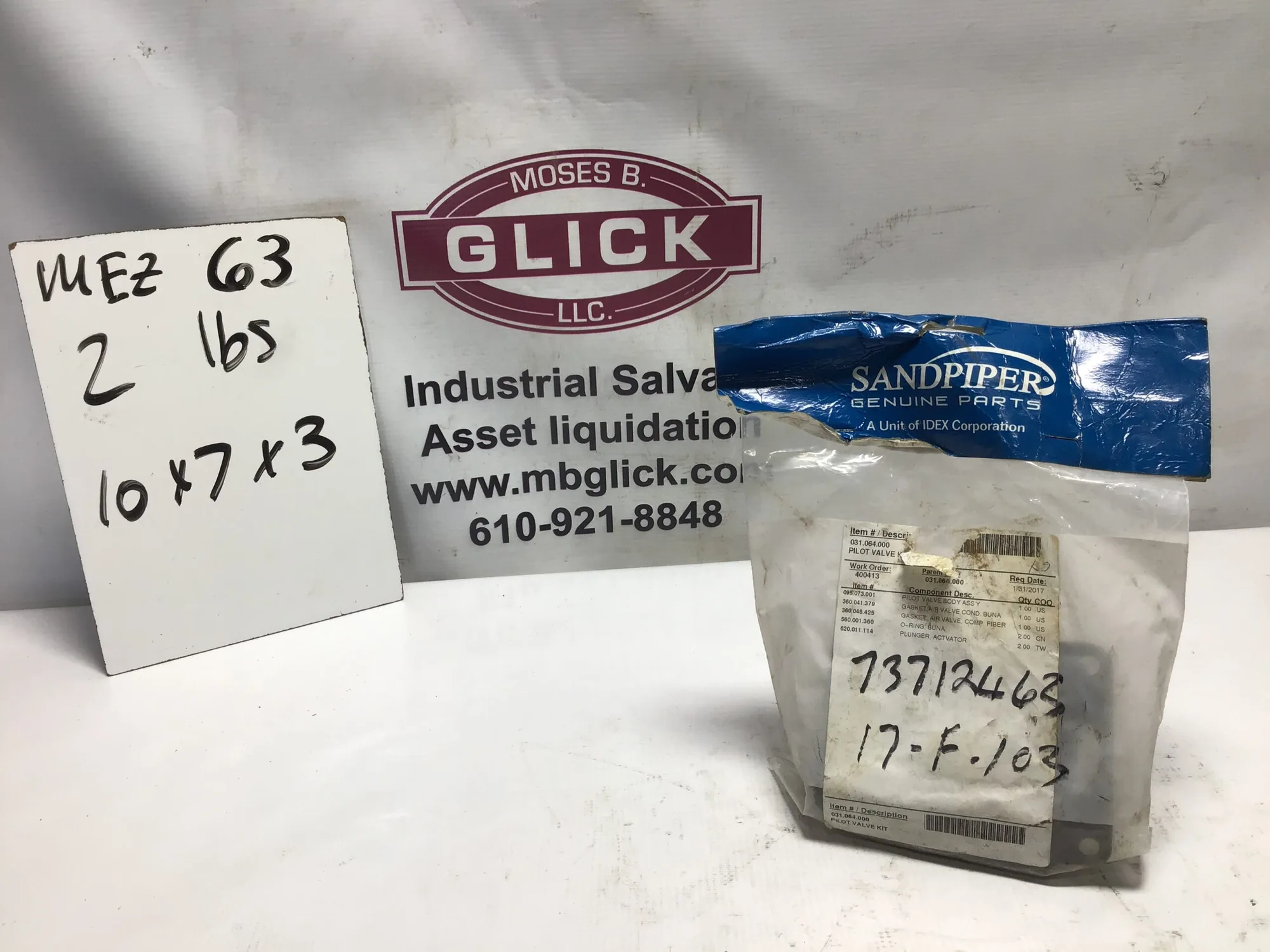 WARREN RUPP Sandpiper Genuine Parts 031.064.000 Pilot Valve Kit
