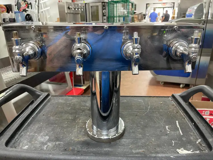 Used Falcon Restaurant Supply Used "T" Style Pedestal Draft Beer Tower Dispenser 4 Tap Beer Equipment Illinois US | Falcon Restaurant Supply #1376109