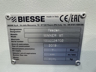 Used 2019 BIESSE WINNER W1 Return Conveyors California US | MachineryMax #1463192