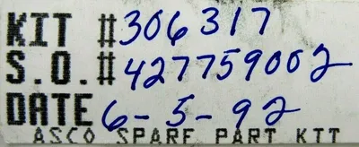 NEW ASCO 306317 VALVE REBUILD KIT