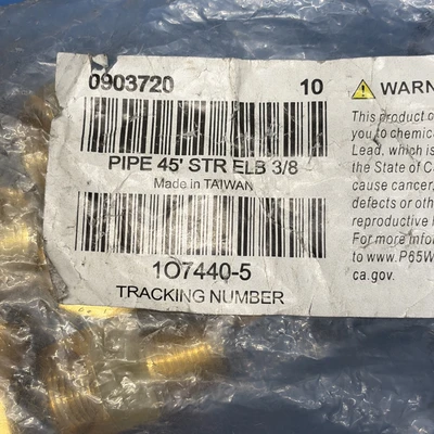 BAG OF 10 BRASS PIPE TREAD STR ELB 3/8 Fast Shipping + Warranty