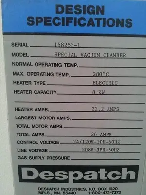 Despatch Wafer Curing Oven- Type D40B
