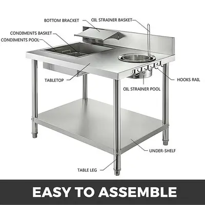 NEW Breading Table Fried Food Prep Breader Station Chicken Fish Vegetable Fry