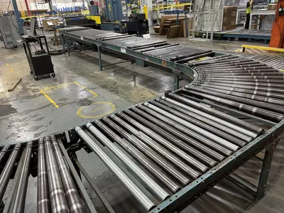 80 feet of 40" wide Bundle Tyer line shaft conveyor